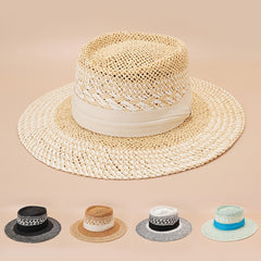 British Style Straw Hat Concave Top Jazz Hat