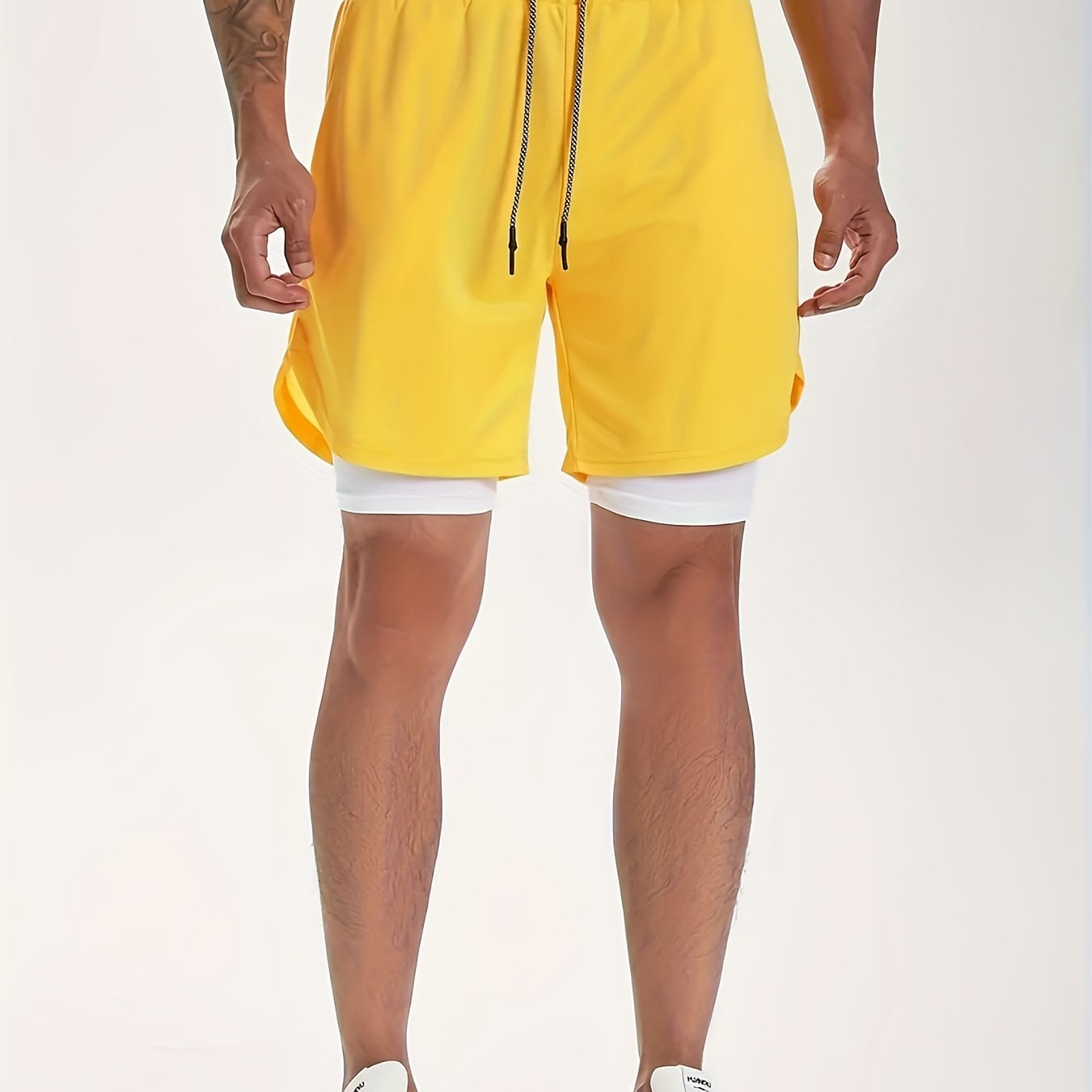 Men's 2 in 1 Double Layer Stretch Sports Shorts