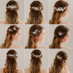 Crystal & Faux Pearl Bridal Comb Hairpiece Wedding Hairpin