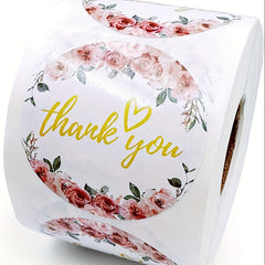 500pc Thank You Flower Stickers for Small Businesses and Shops