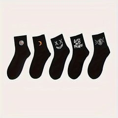 10 Pairs Cartoon Print Socks Comfy & Funny Mid Tube Women's Stockings