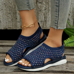 Women's Peep Toe Elastic Knit Sandals - Summer Outdoor Footwear