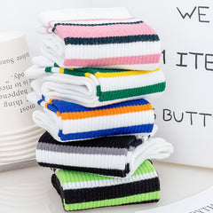 5 Pairs Women's Striped Mid Tube Socks