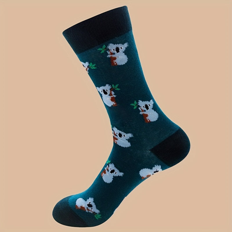 Men's Cartoon Pattern Crew Socks Cotton Blend Casual Unisex Socks
