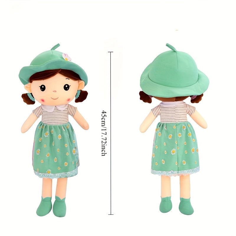 Soft Plush Princess Doll Mint Green Daisy Skirt Birthday Gift Kids Bedroom Decor
