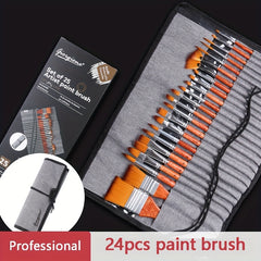24 Pcs Nylon Hair Watercolor Paint Brush Set for Acrylic Watercolor Art