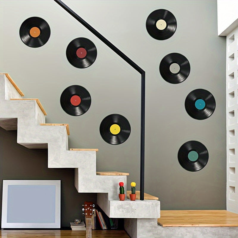 8pcs Vinyl Record Wall Stickers Home Wall Decoration