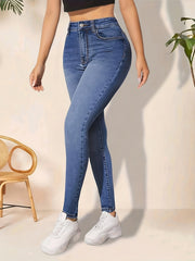 Water Ripple Embossed Skinny Jeans Women's Denim Jeans