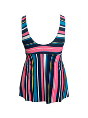 Vacay Tankini Set Stripe Print Peplum Tank & Shorts Swim