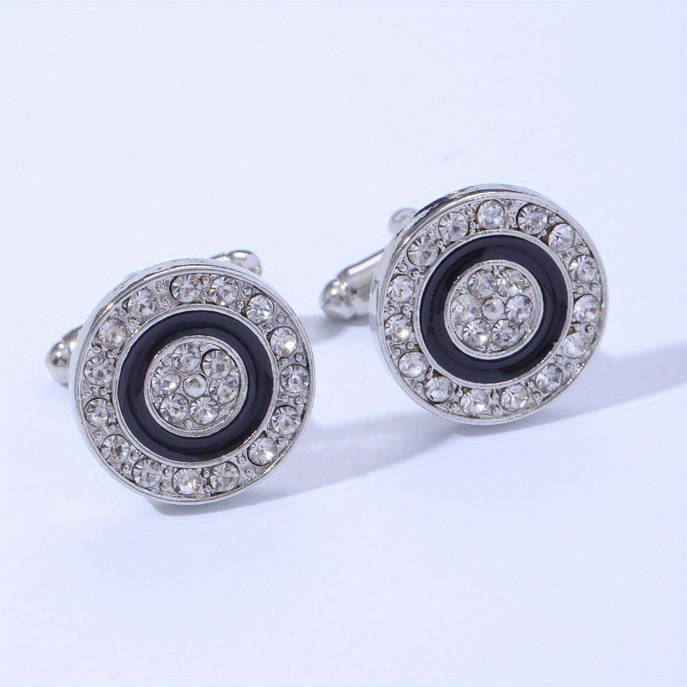 Rhinestone Round Cufflinks Suit Button Cufflinks Sleeves Shirt Studs