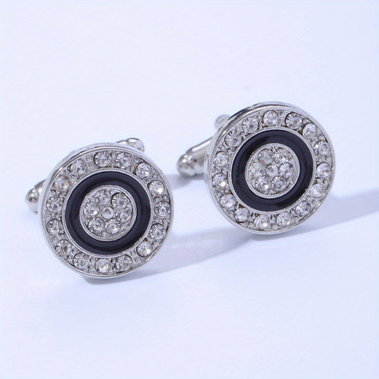 Rhinestone Round Cufflinks Suit Button Cufflinks Sleeves Shirt Studs