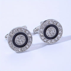 Rhinestone Round Cufflinks Suit Button Cufflinks Sleeves Shirt Studs