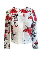 Floral Print Open Front Crop Jacket for Women