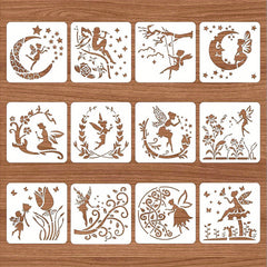 12pcs Large Plastic Reusable Stencils for Painting on Fabric Canvas Floor Wood