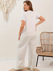 Plus Size Letter Print Wide Leg Jumpsuit