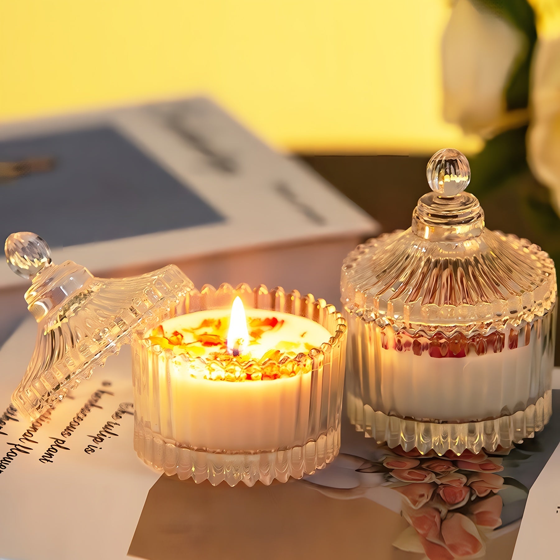 Candle Jar Silicone Mould Round Stripe Storage Box Crystal Resin Jewelry Box
