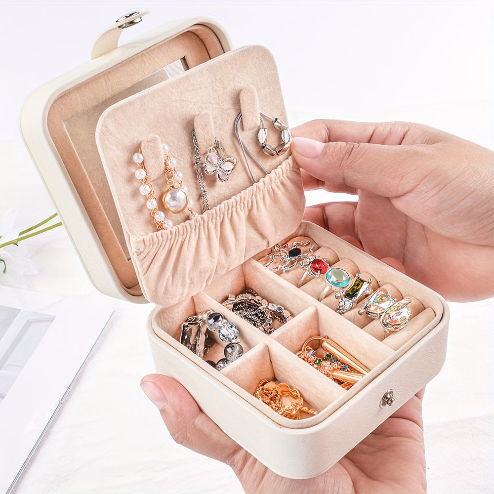 PU Jewelry Box Travel Portable Organizer Necklace Earring Storage Case