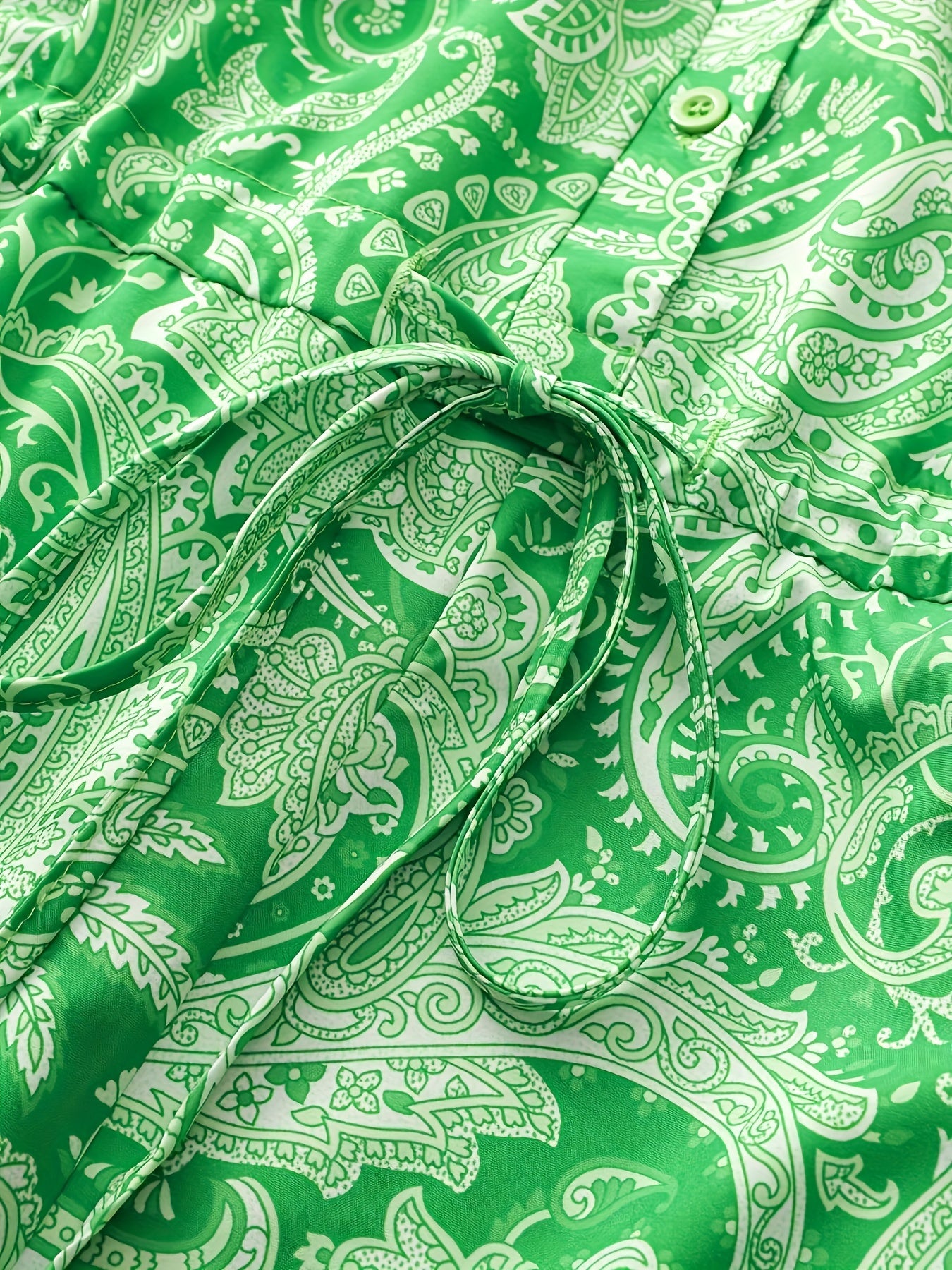 Paisley Floral Print Lantern Sleeve Romper