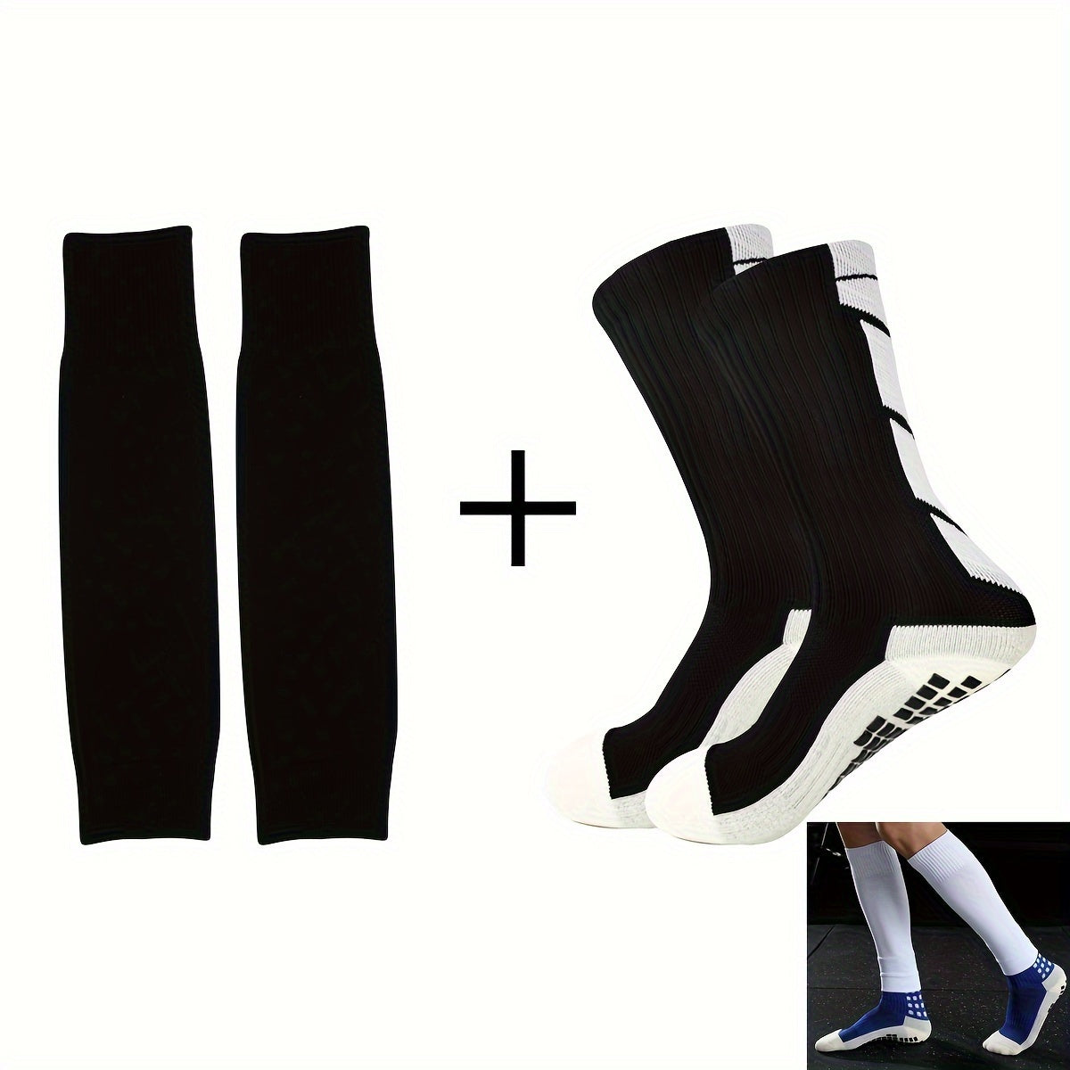 Men's Breathable Fitness Football Leg Cover Anti Slip Socks Shin Guards