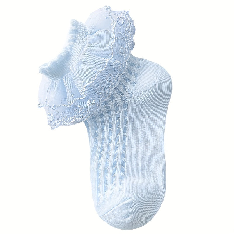 5 Pairs Princess Lace Dance Short Crew Socks For Girls