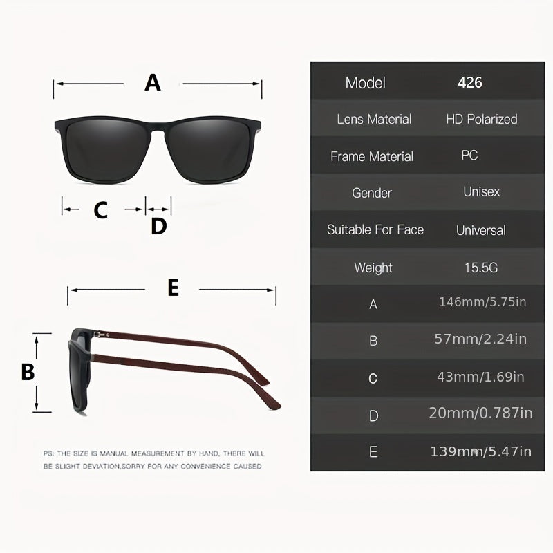 Vintage Square Frame Polarized Sunglasses Driving Fishing Shopping UV400