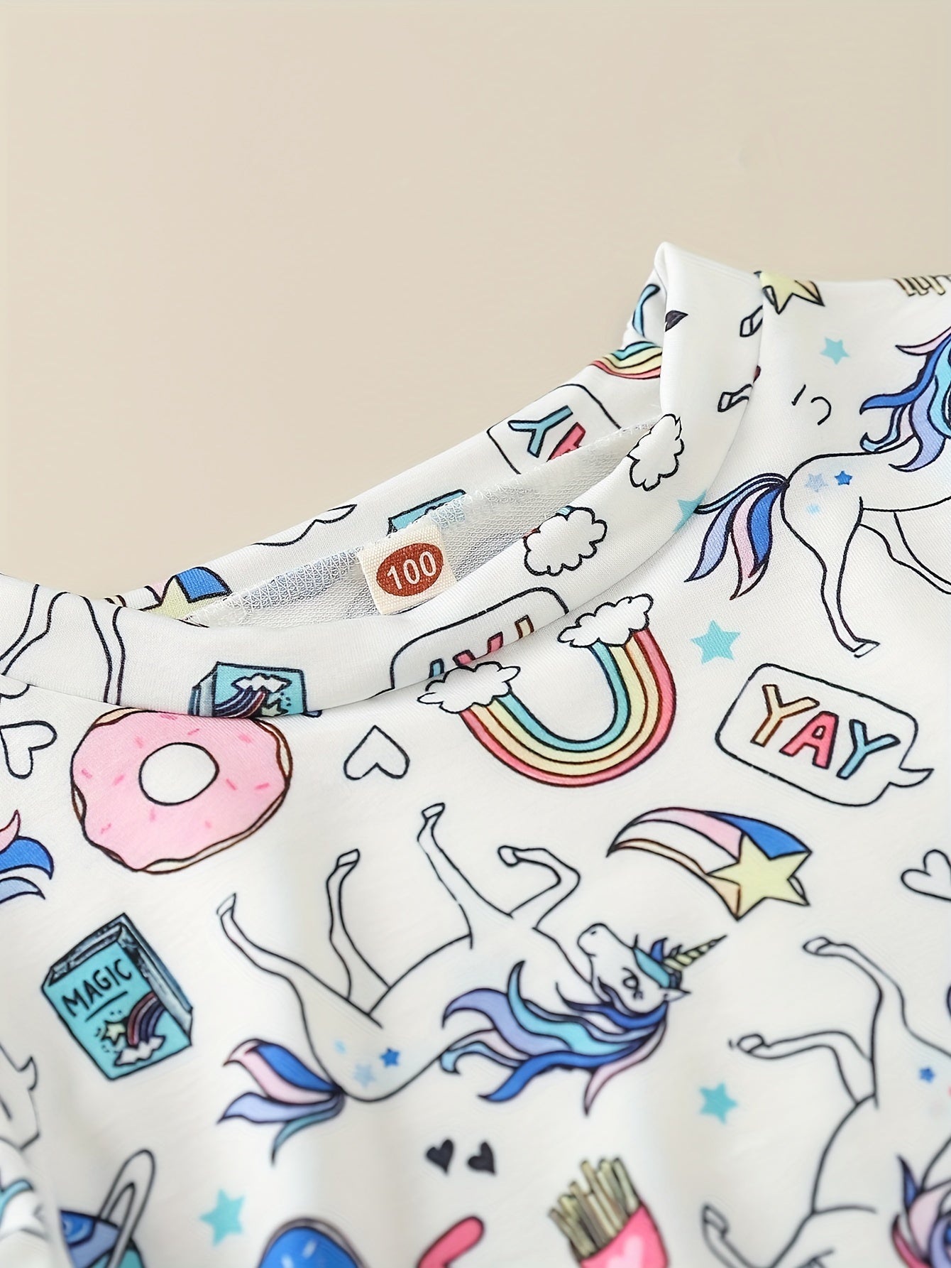 3 Pk Girls' Cartoon Unicorn Sweatshirts Set