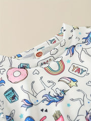 3 Pk Girls' Cartoon Unicorn Sweatshirts Set