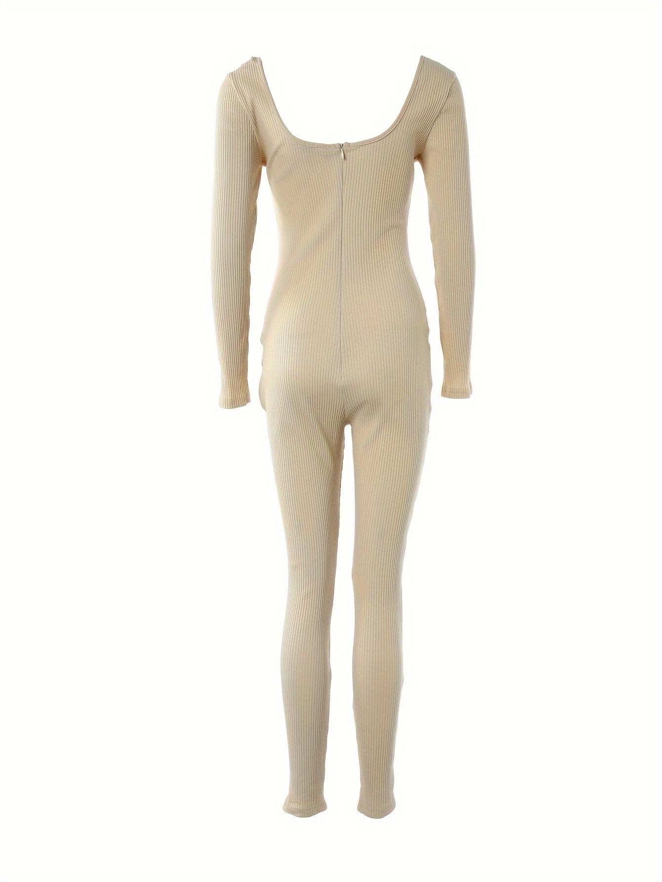 Ribbed Long Sleeve Jumpsuit Pajamas