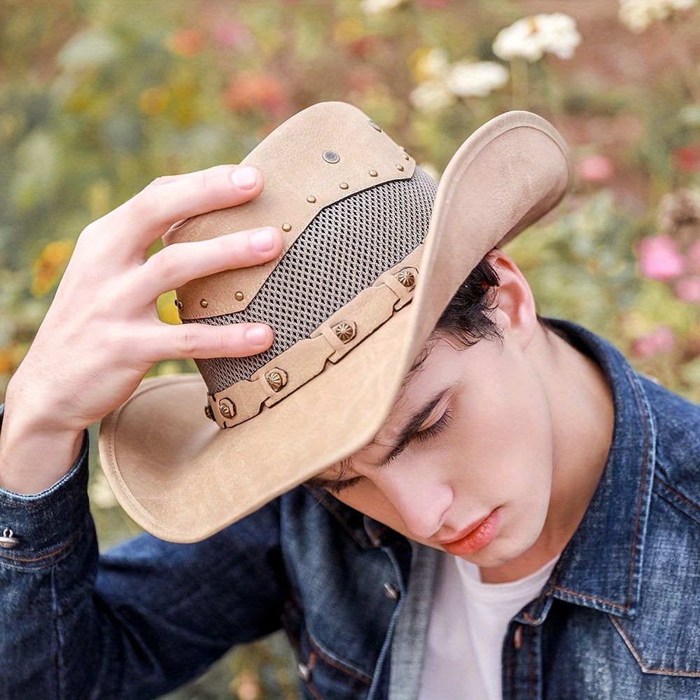 Leather Cowboy Hat Unisex Western Fedora Sombrero Hombre Caps