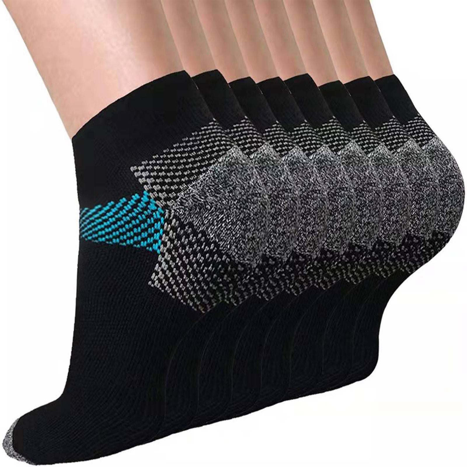 8 Pairs Compression Ankle Socks - Sports, Running, Ideal for Men and Women