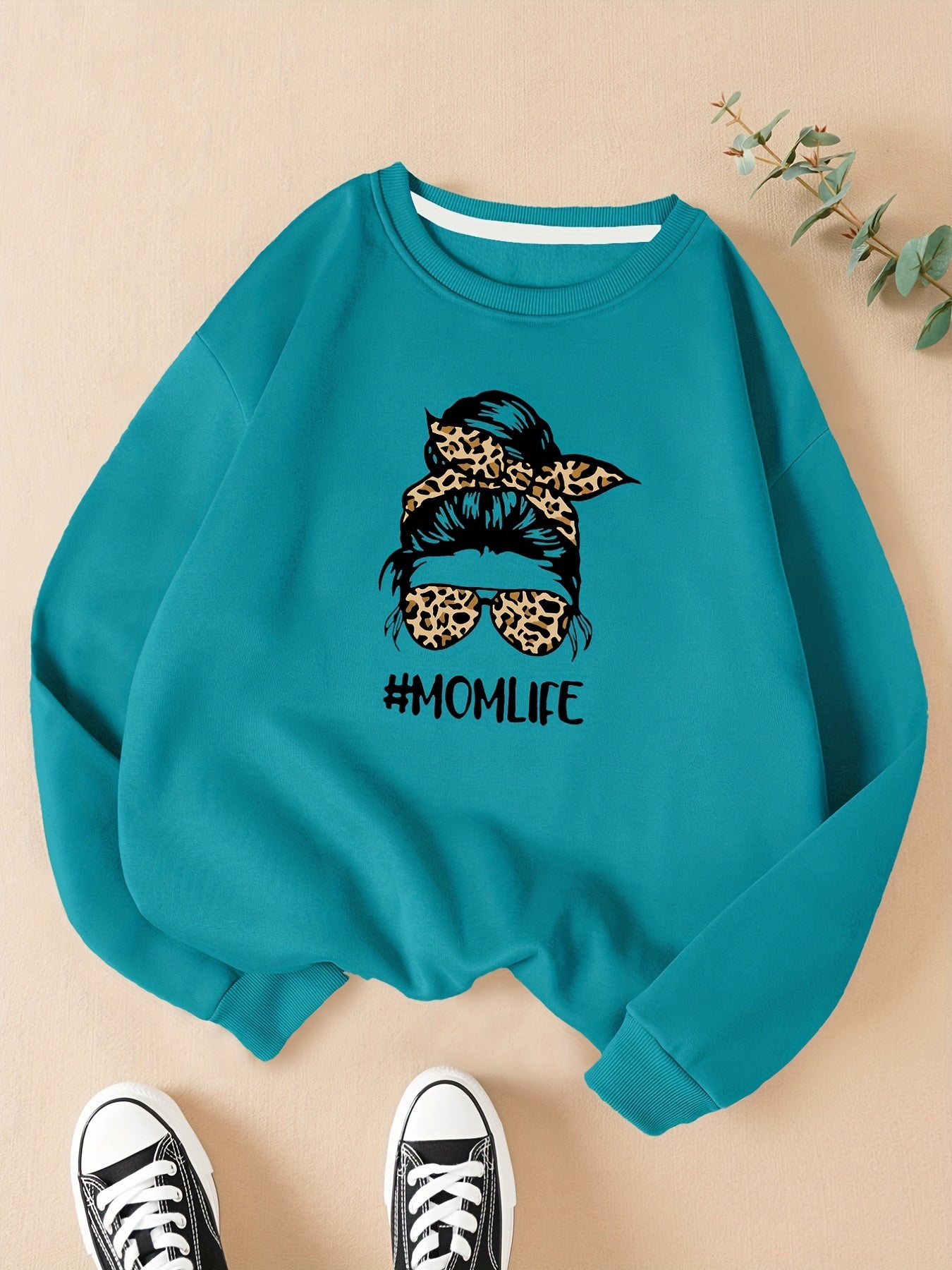 Girl Graphic Print Pullover Crew Neck Sweatshirt
