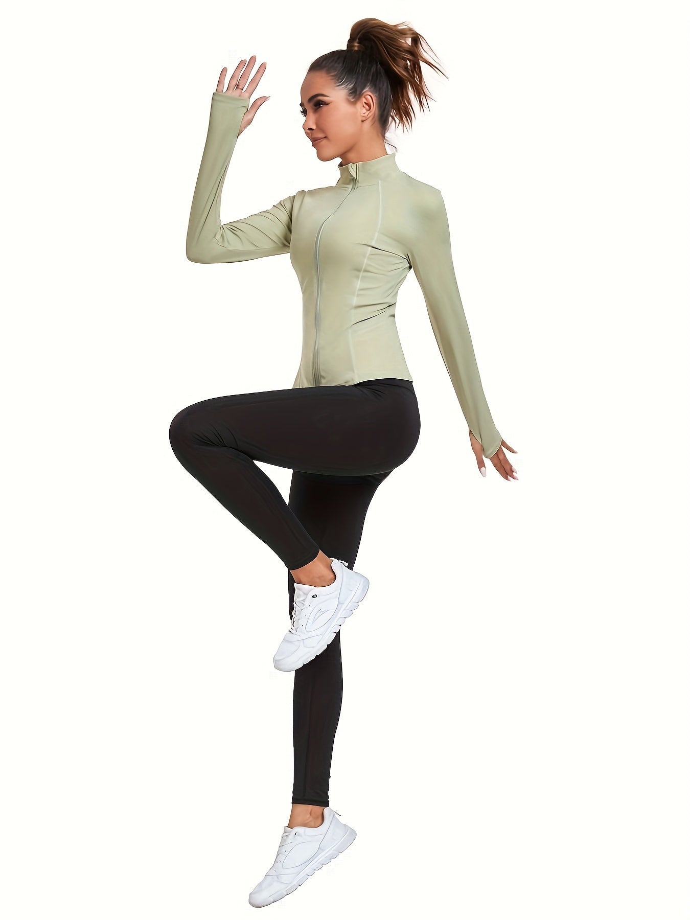 Sporty Jacket Women's Activewear Long Sleeves Full Zipper