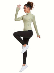 Sporty Jacket Women's Activewear Long Sleeves Full Zipper