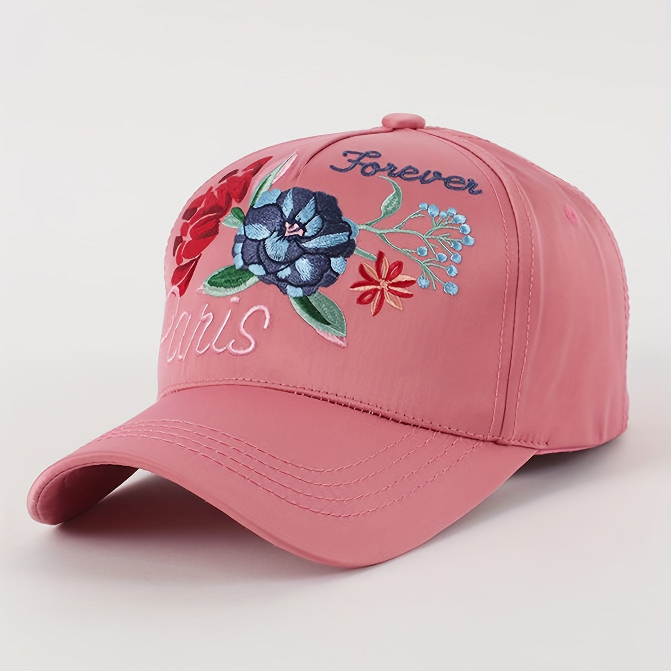 Y2K Flower Embroidery Baseball Cap Ice Silk Sun Hat Adjustable Dad Hats Women