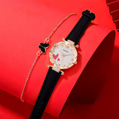 Student Digital Heart Diamond Watch and Butterfly Jewelry Set