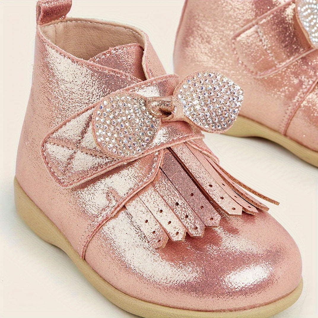 Rhinestone Bow Boots Girls Warm Winter Non-slip Comfortable