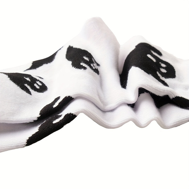 4 Pairs Cartoon Ghost Print Socks Women's Stockings