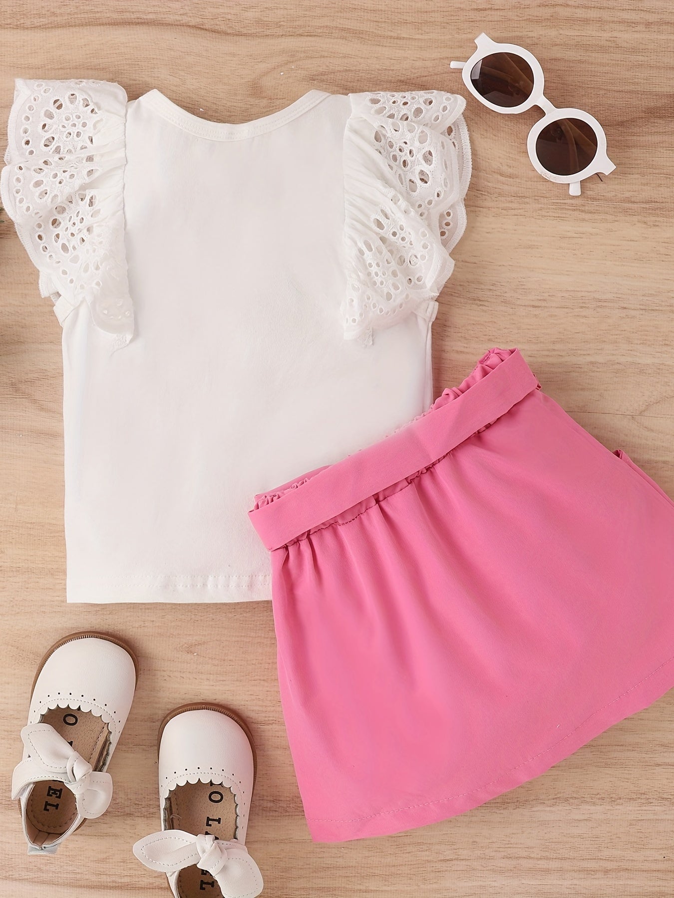 2Pcs Newborn Baby Girl Summer Clothes Set Solid Ribbed Top & Button Shorts