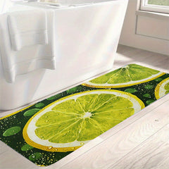 Flannel Kitchen Runner Rug Lemon Strip Carpet Non Slip Mat