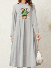 Cactus Print Long Sleeve Nightdress