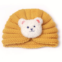 Kids Bear Head Knitted Woolen Baby Hat, 0-3 Years