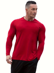 Men's Solid Crew Neck Active T-shirt For Summer