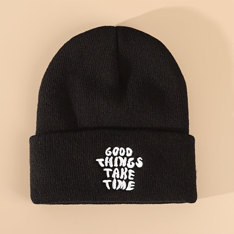 Letter Embroidered Knit Beanie Street Hip Hop Beanie