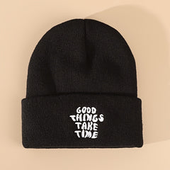 Letter Embroidered Knit Beanie Street Hip Hop Beanie