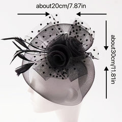 Ladies Retro Prom Veil Headdress Top Hat Feather Headband Hair Clip Dual Use