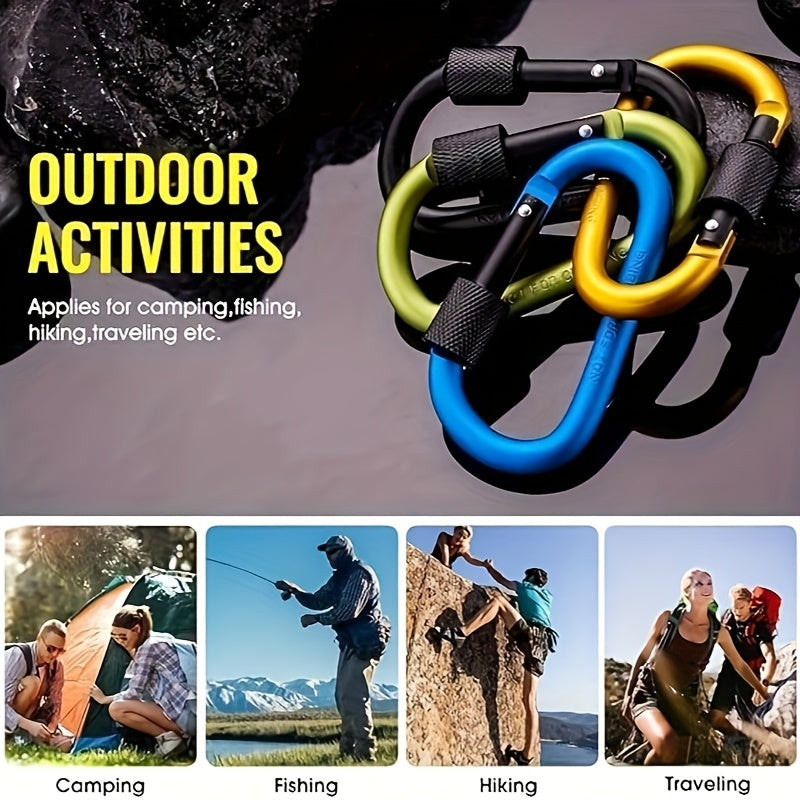 4pcs Metal Keychain Buckle Anti Rust Carabiner For Hammock Hiking Camping