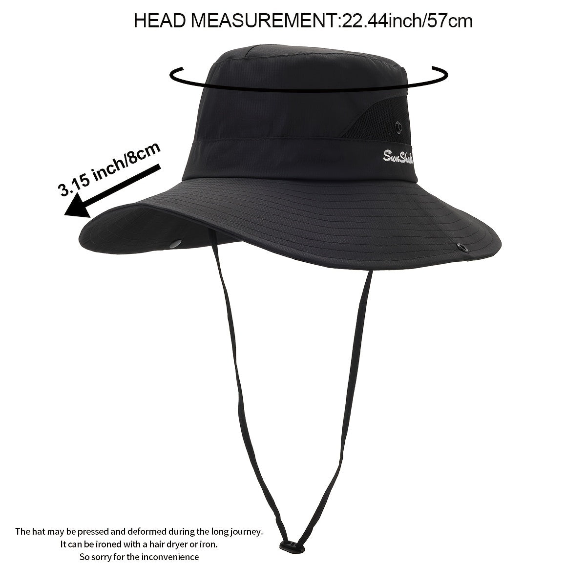 Embroidery Mesh Bucket Hat Wide Brim Women Boonie Hats