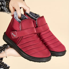 Waterproof Slip On Thermal Snow Boots Plush Lined Round Toe Flat Snow Shoes