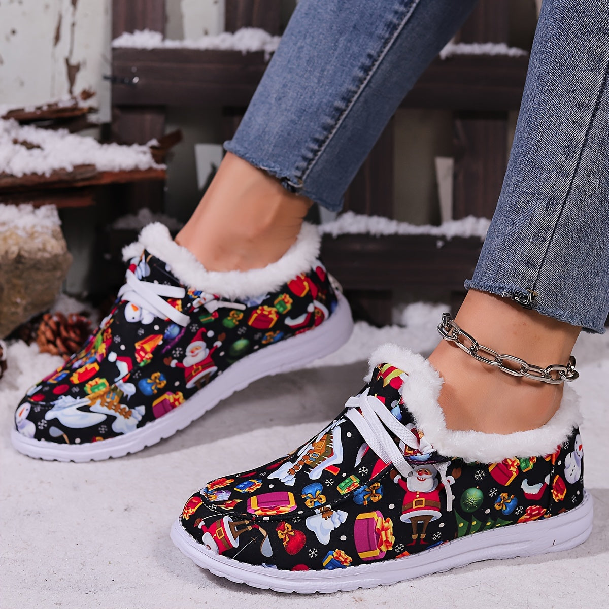 Women's Christmas Snow Boots Winter Plus Plush Comfort Flats