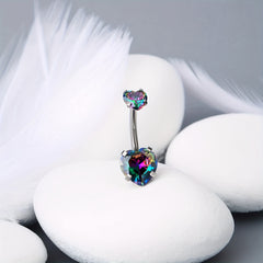 Colorful Zircon Belly Button Ring Stainless Steel Piercing Jewelry